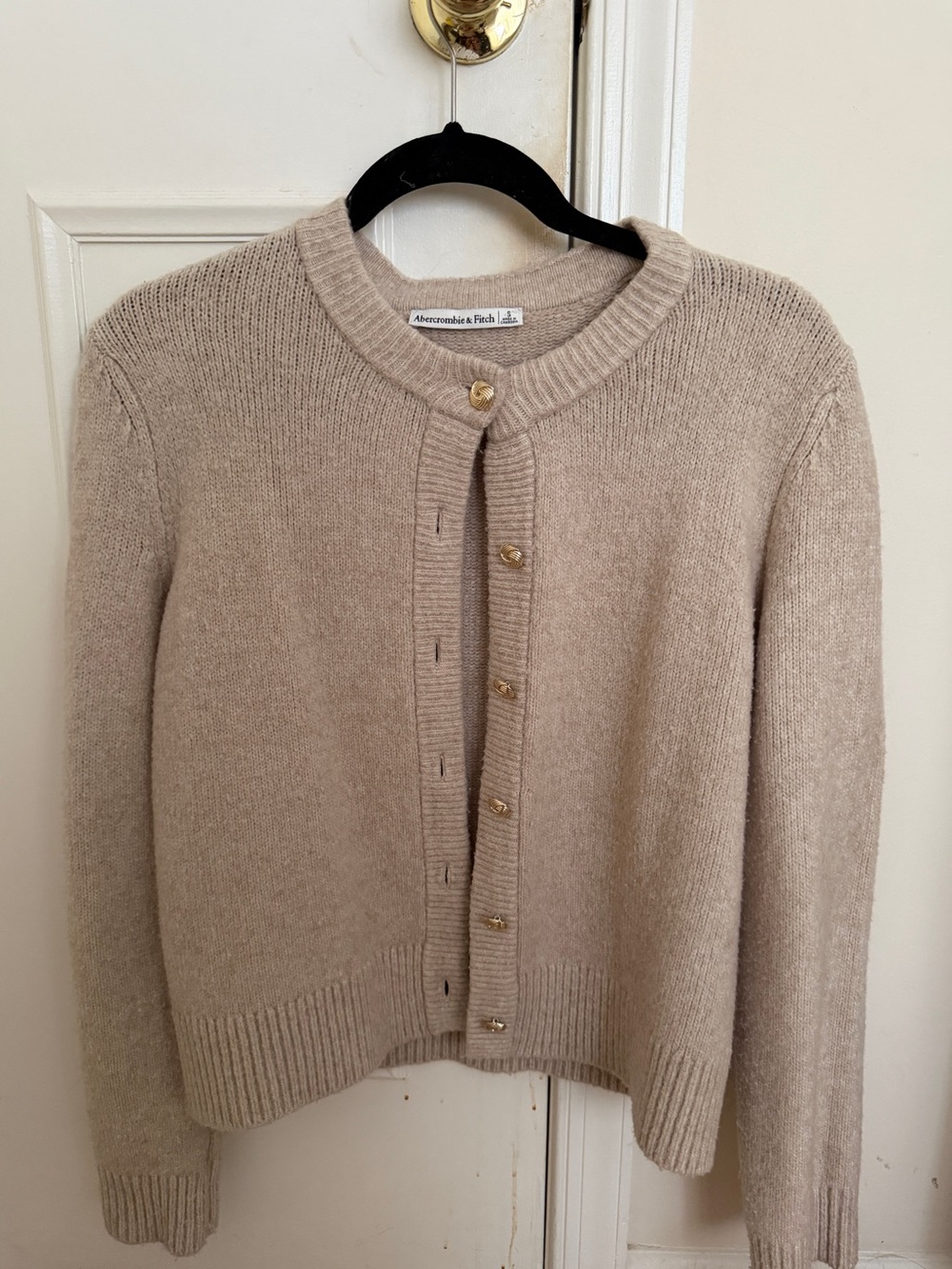 Abercrombie & Fitch Neutral Beige Button-Up Knit Cardigan